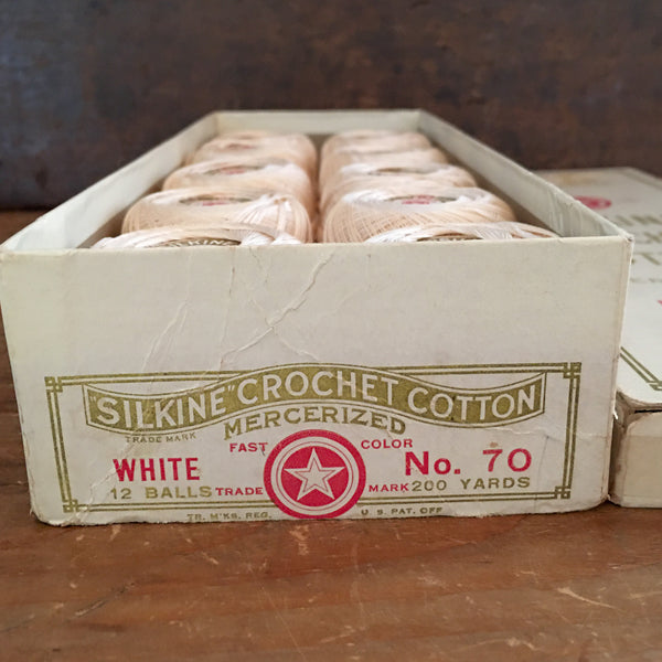 Vintage American Thread Co. Silkine Crochet Cotton, 10 New Skeins in O ...