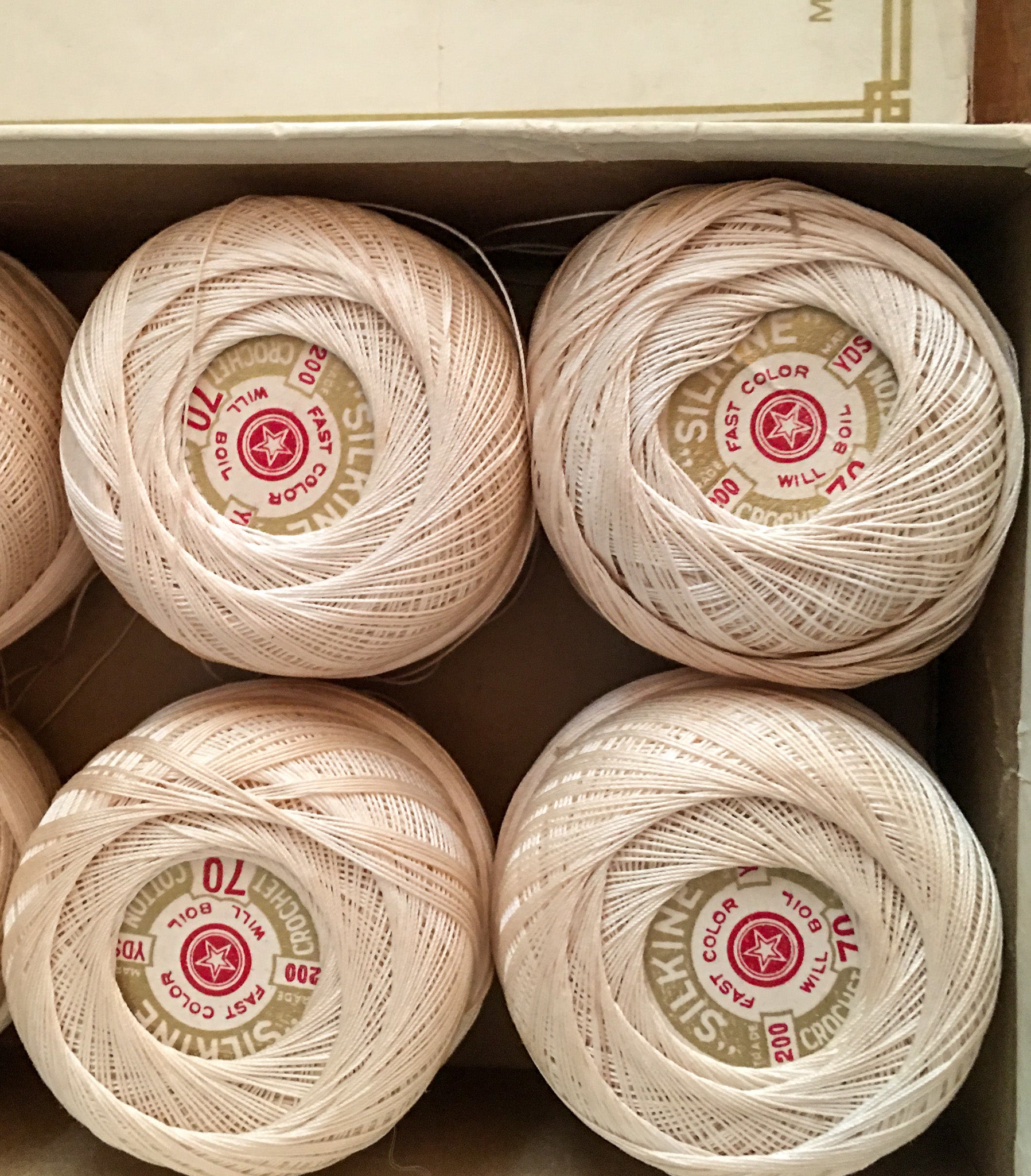 Vintage American Thread Co. Silkine Crochet Cotton, 10 New Skeins in Original Box