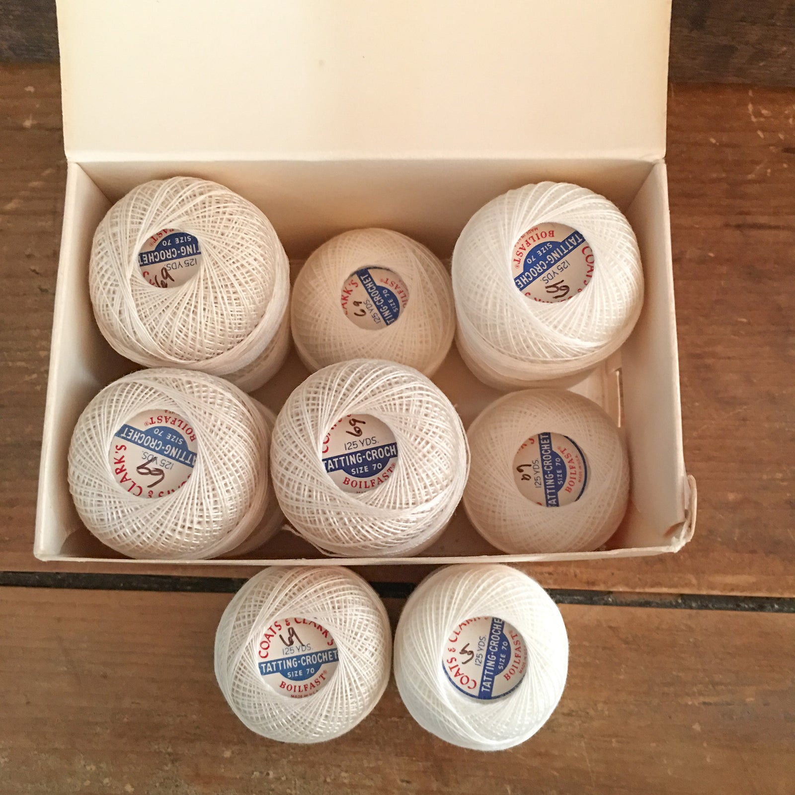 Vintage Coats & Clark Tatting/Crochet Cotton, 12 Skeins in Original Box