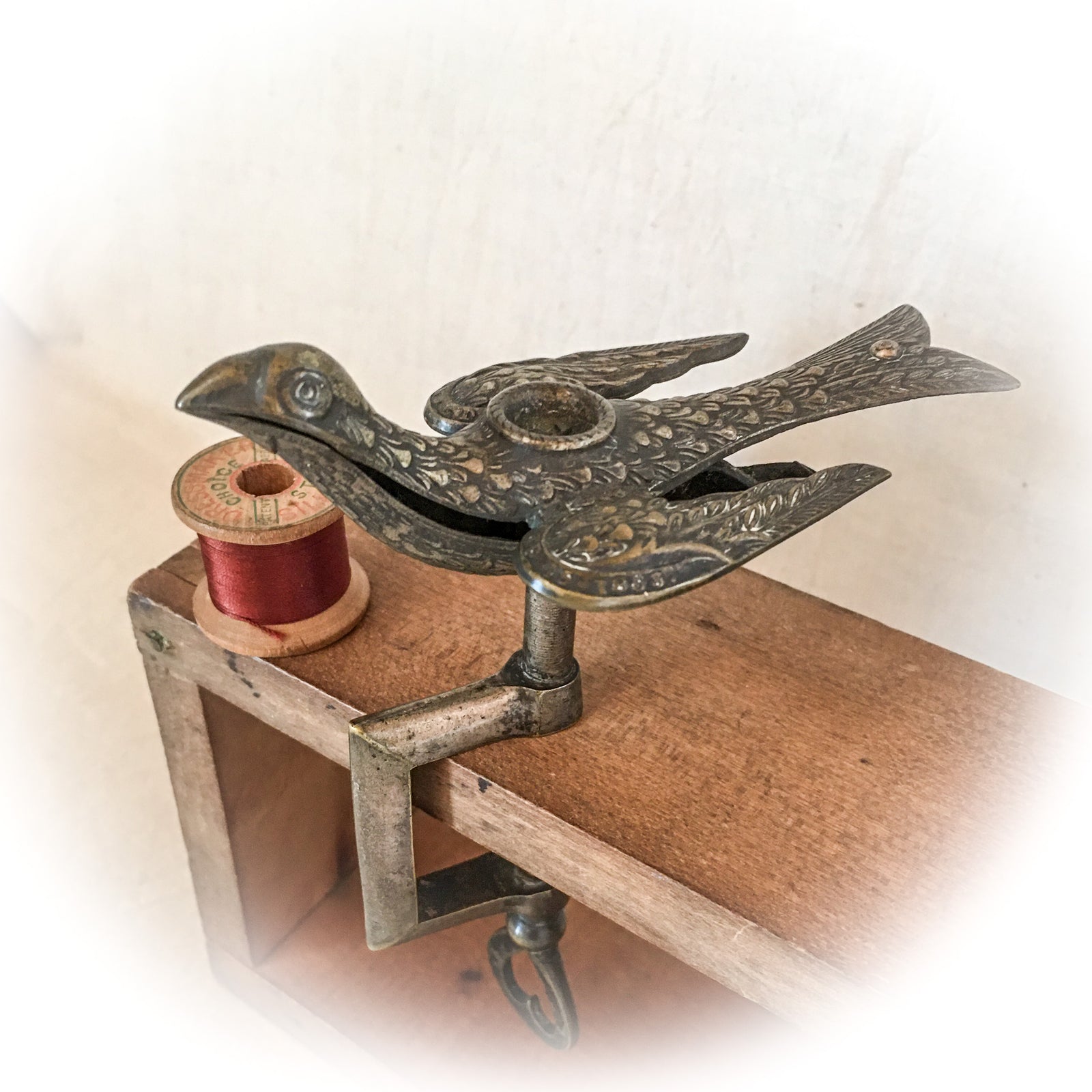 Sewing Bird, Brass Pat. Feb. 15, 1853