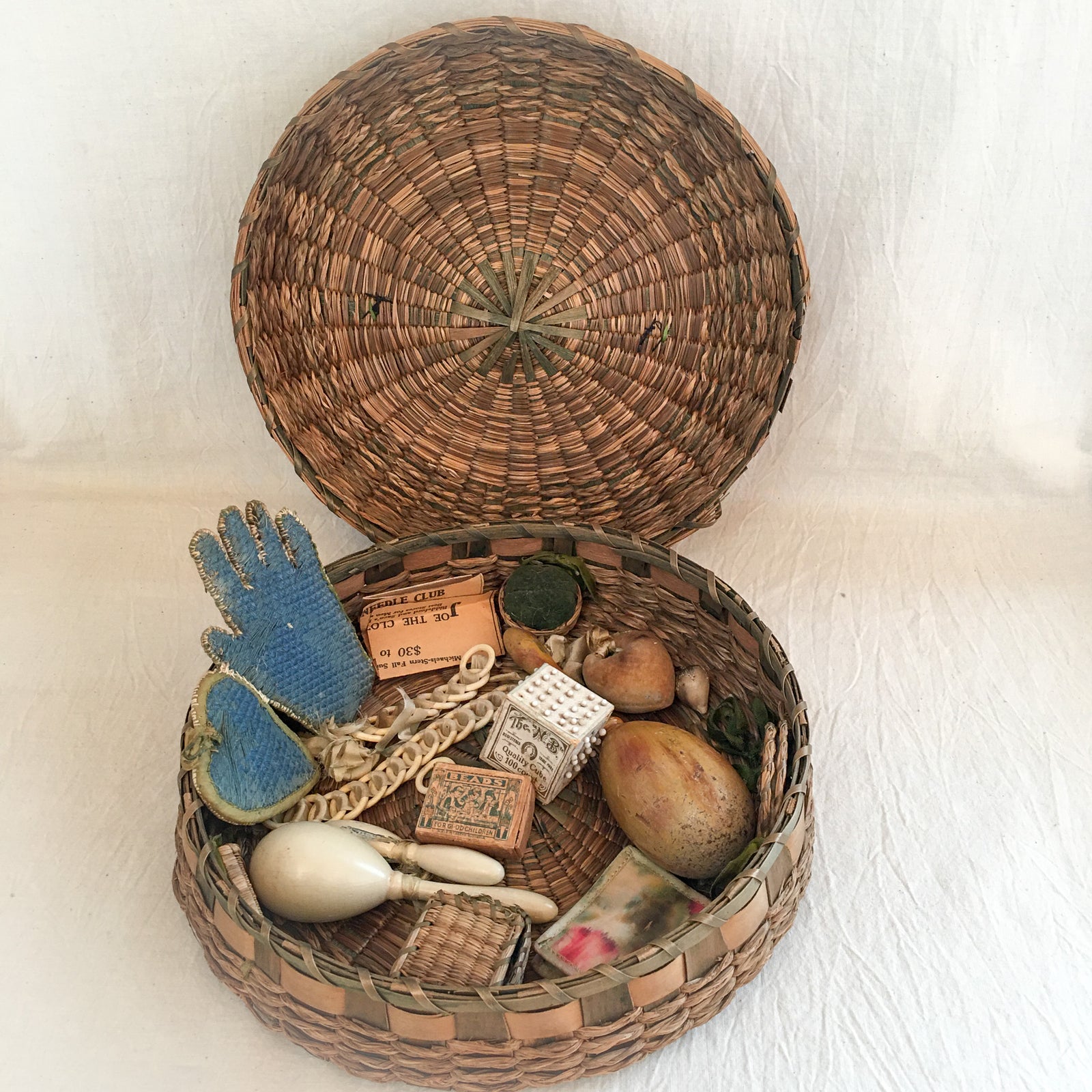 1920’s Sewing Basket, All Contents, With A Story, As Found!