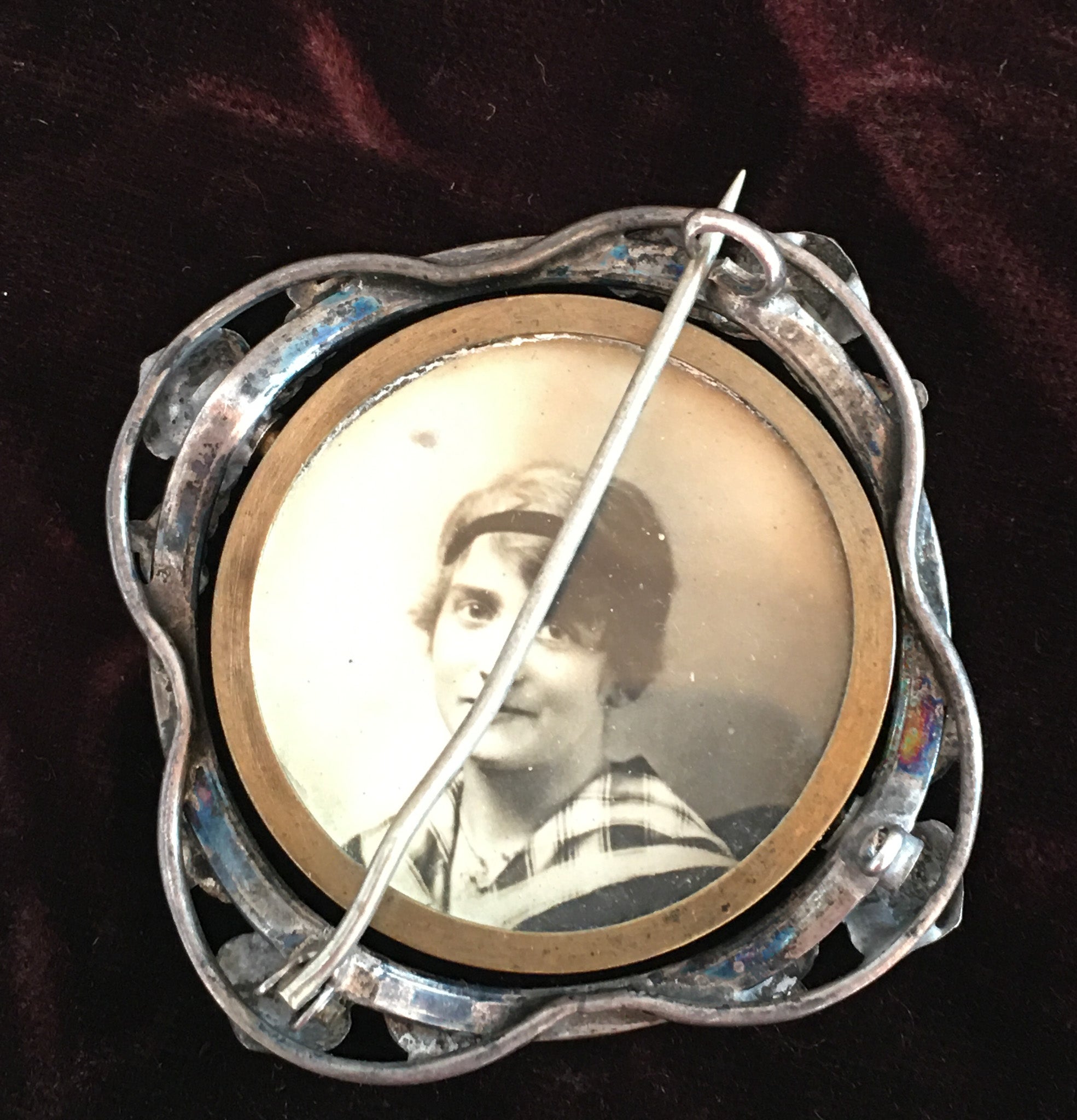 Early 1910’s – 1920’s Portrait Pin, Double Sided with Swivel