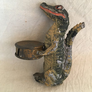 Early 1900s Painted Metal Alligator Tape Measure, Marked Germany