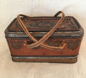 Early 1900s Tooled Leather “Brevette” Sewing Kit for Travel