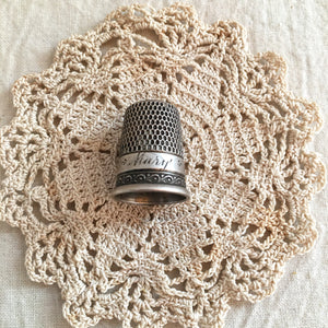 Sterling Silver Thimble Size 9, Simon's Bros, Engraved “Mary”
