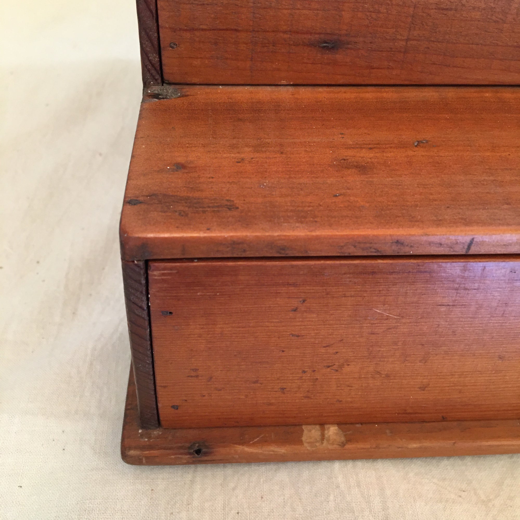 Early 1900’s Large Sewing Box with Spindles for Spools, 2 Drawers, Pin Cushion