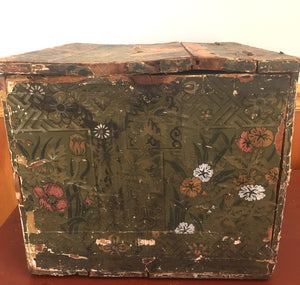 1886 Blanket Chest, Wallpaper Covered, Newspaper Lined