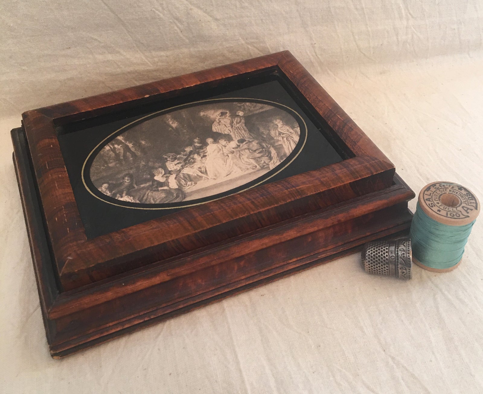 Antique Sewing Box with Contents