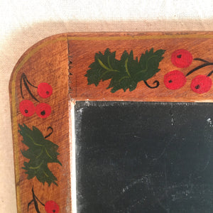 Antique Children’s School Slate, Double Sided with Holly Berry Decoration