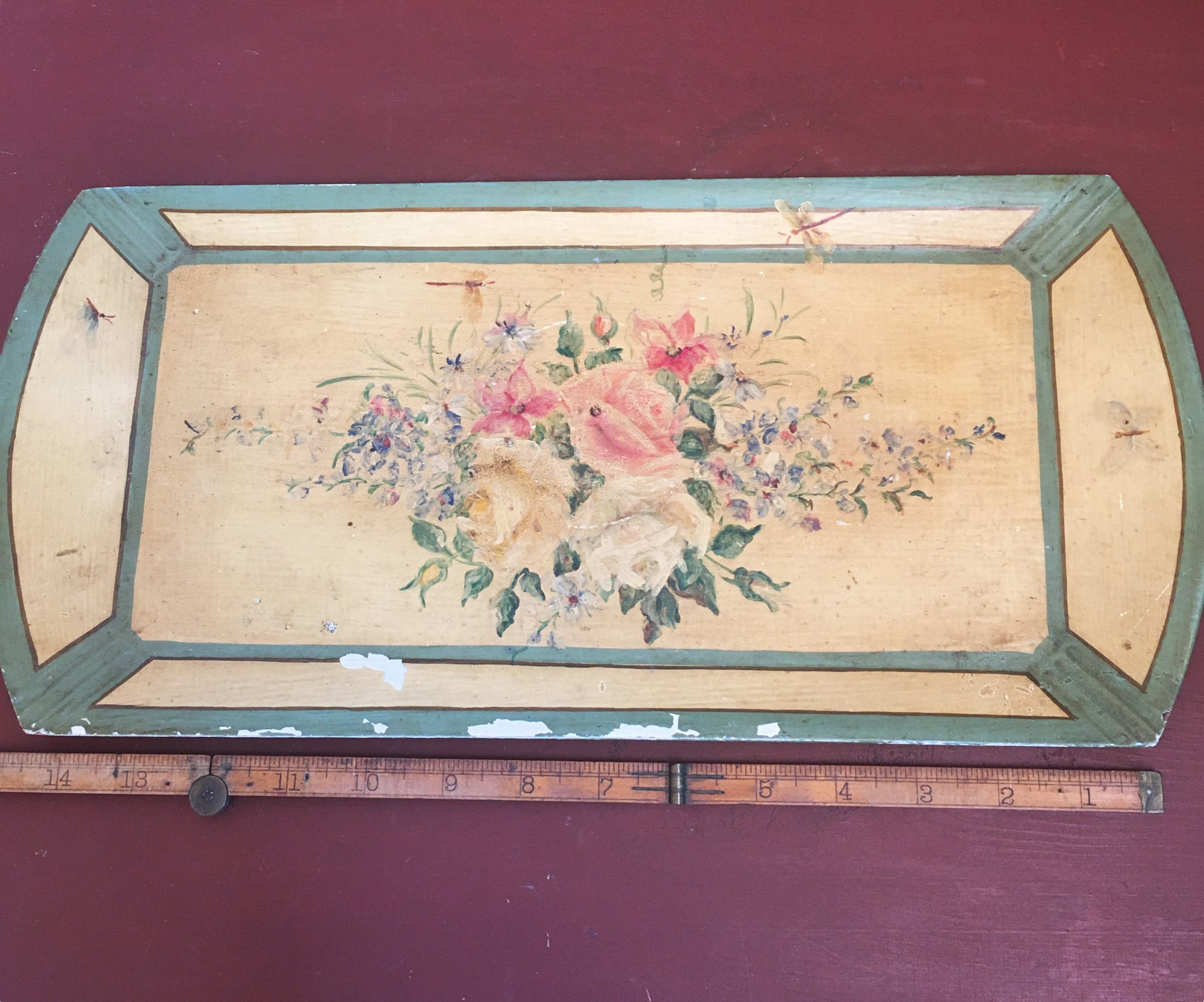 Antique Paper Mache Tray, Hand Painted