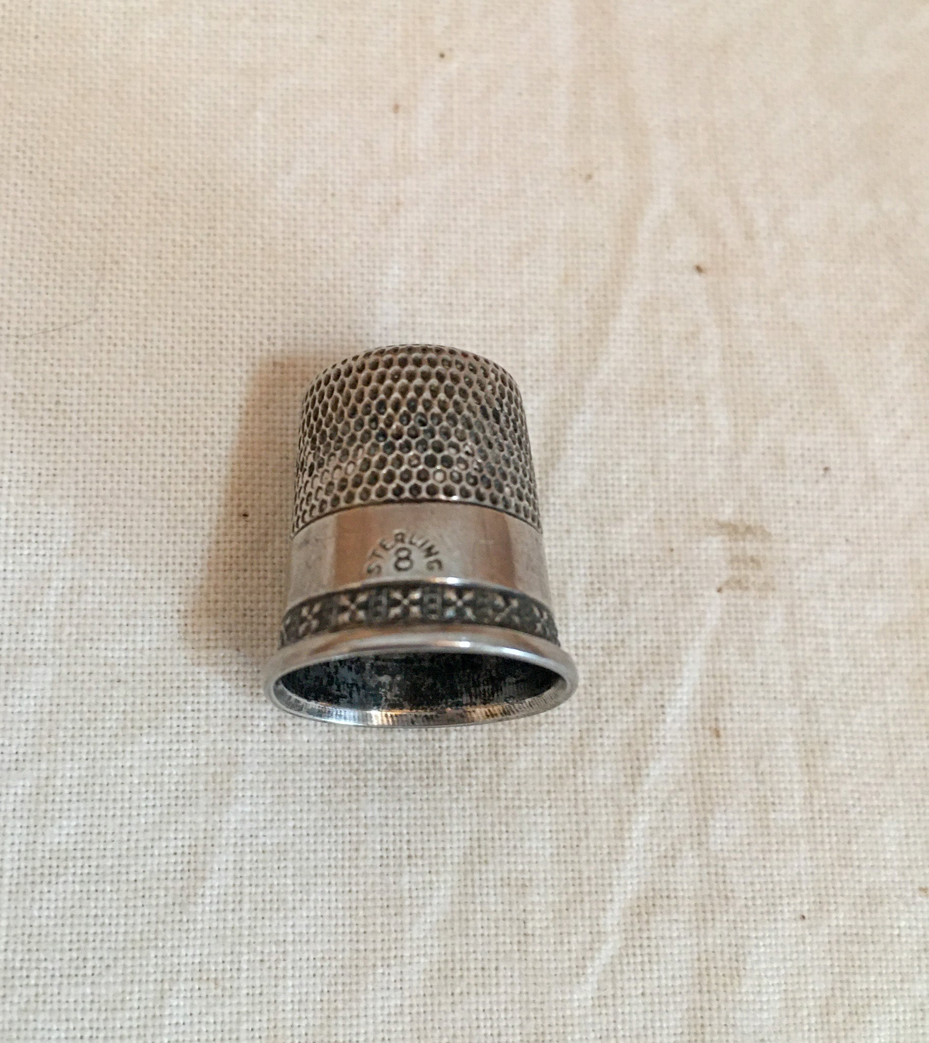 Late 1800’s – Early 1900’s Tartan Ware Thread Box with Sterling Silver Thimble
