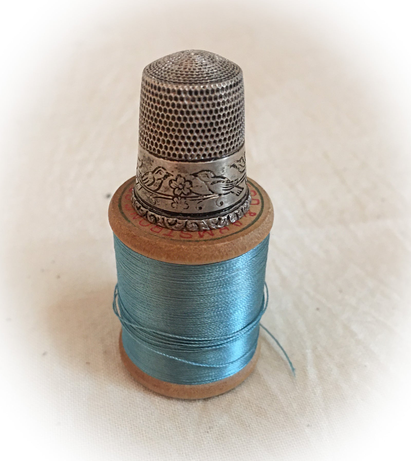 “Love Birds” Sterling Silver Thimble, Size 12, Simons Bros.