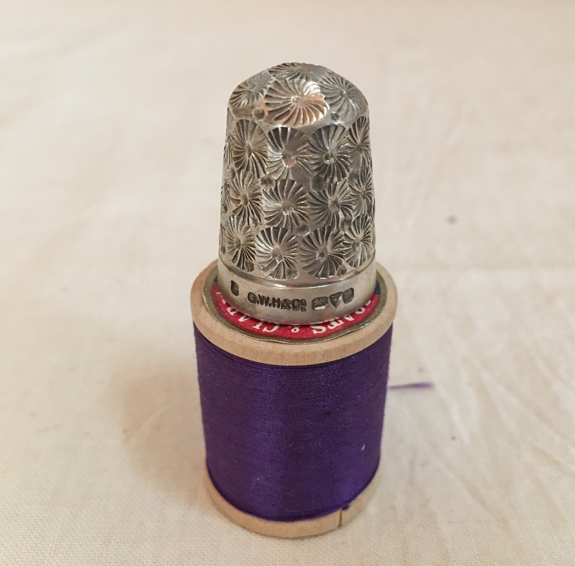 Sterling Silver Thimble, G.W.H. Co., 1902, Chester, England