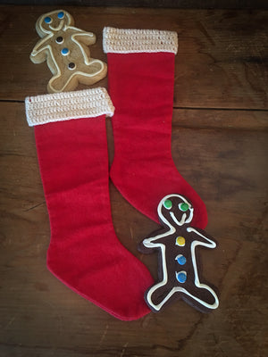 Vintage Hand Stitched Flannel Christmas Stockings