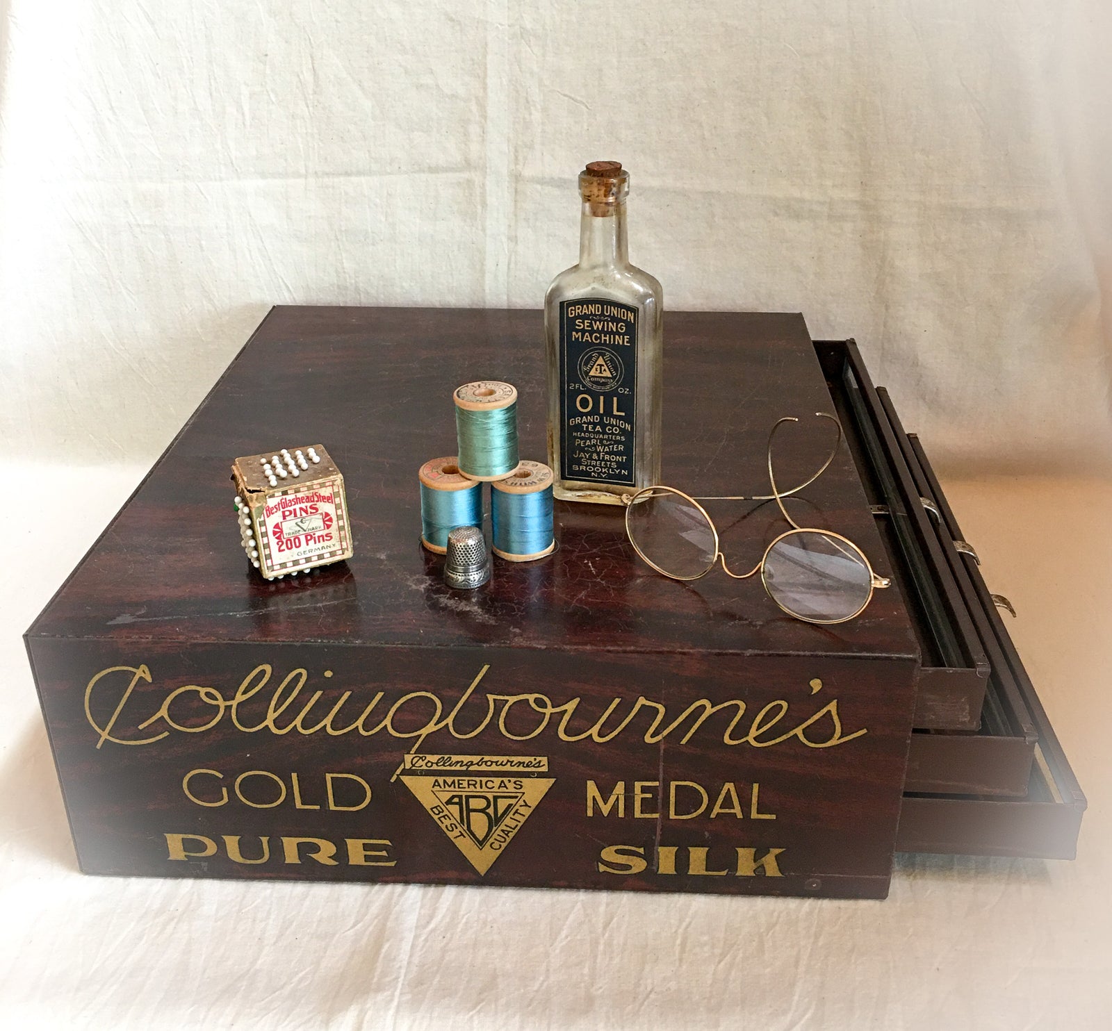 Vintage Collingbourne’s Metal Spool Cabinet, Store Display