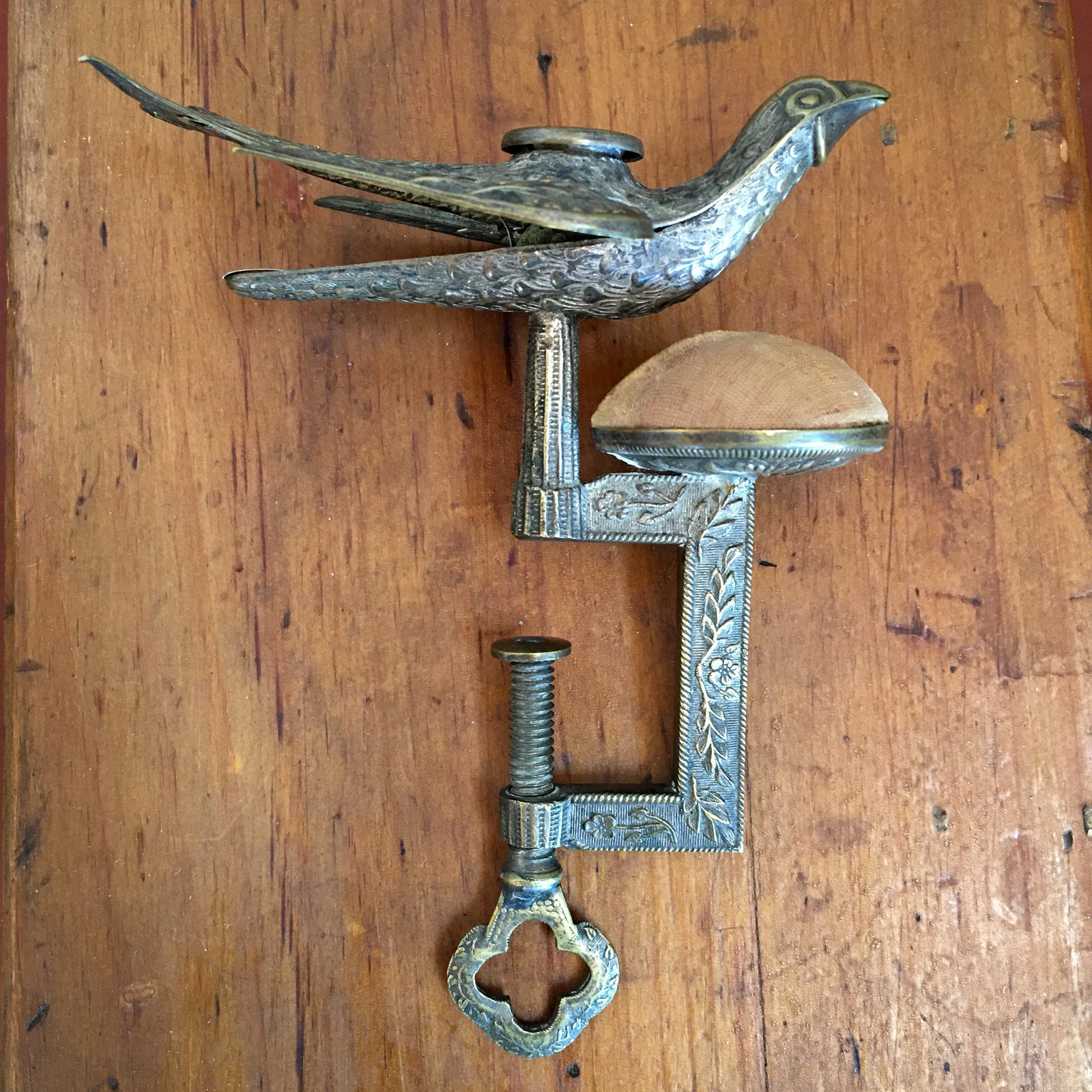 Victorian Sewing Bird, Patented Feb 15, 1853 With Original Pin Cushion