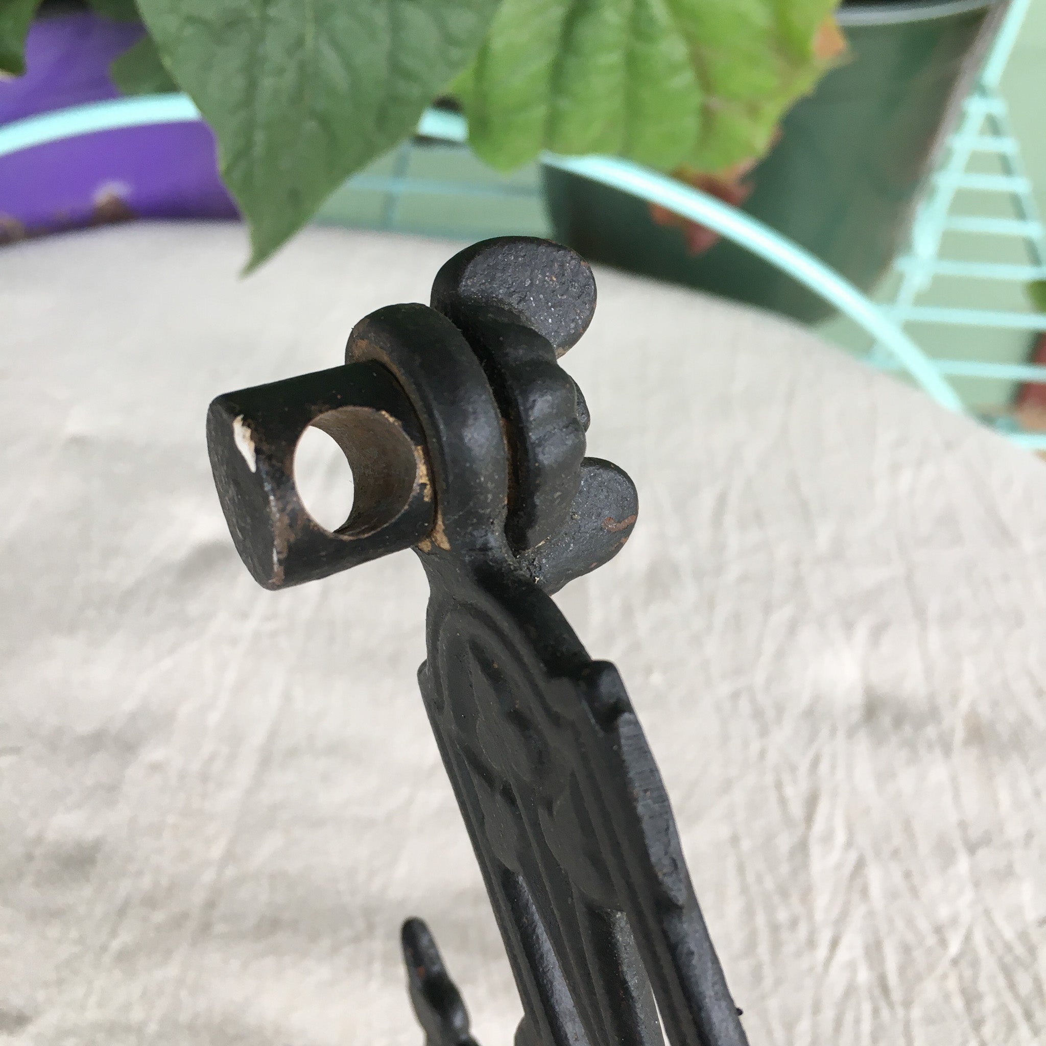 cast iron swing-arm plant hanger Antique Cast Iron Swing Arm Wall Mount Bracket