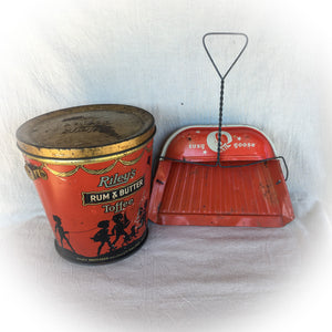 Autumn Hues!  Vintage Riley's Rum & Butter Toffee Tin and Susy Goose Dustpan