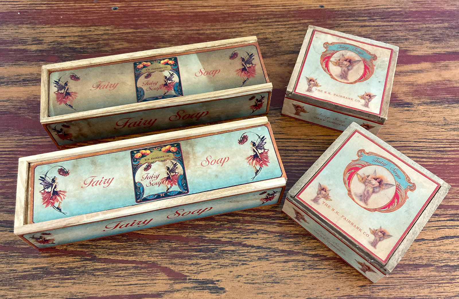 1910’s -1920’s Wooden Fairy Soap Boxes, Set of 15