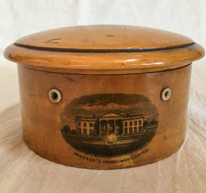 Civil War Era Mauchline Ware Spool Box with Handwritten Note (Father Dickerman)