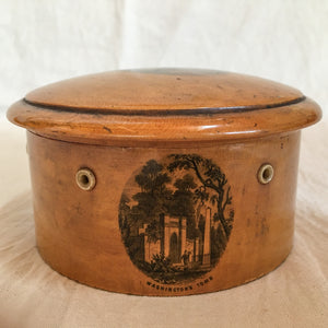 Civil War Era Mauchline Ware Spool Box with Handwritten Note (Father Dickerman)