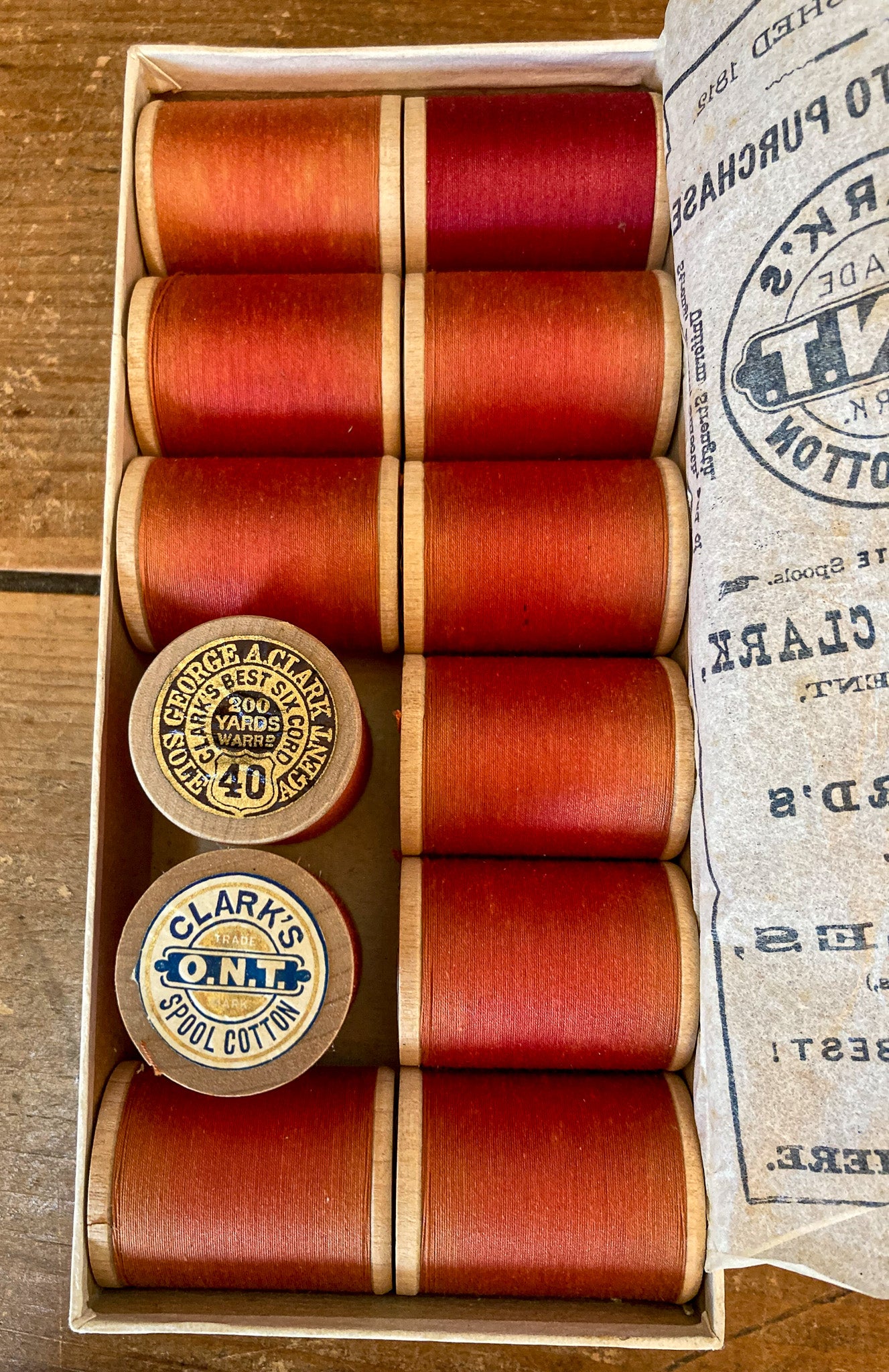 Full of New Old Thread! Clark’s O.N.T. Six Cord Reds, New in Original Box