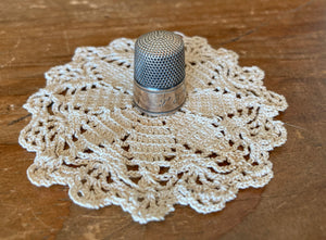 Thimble, Sterling Silver with Gold Wash, Engraved P.E.W., Size 12