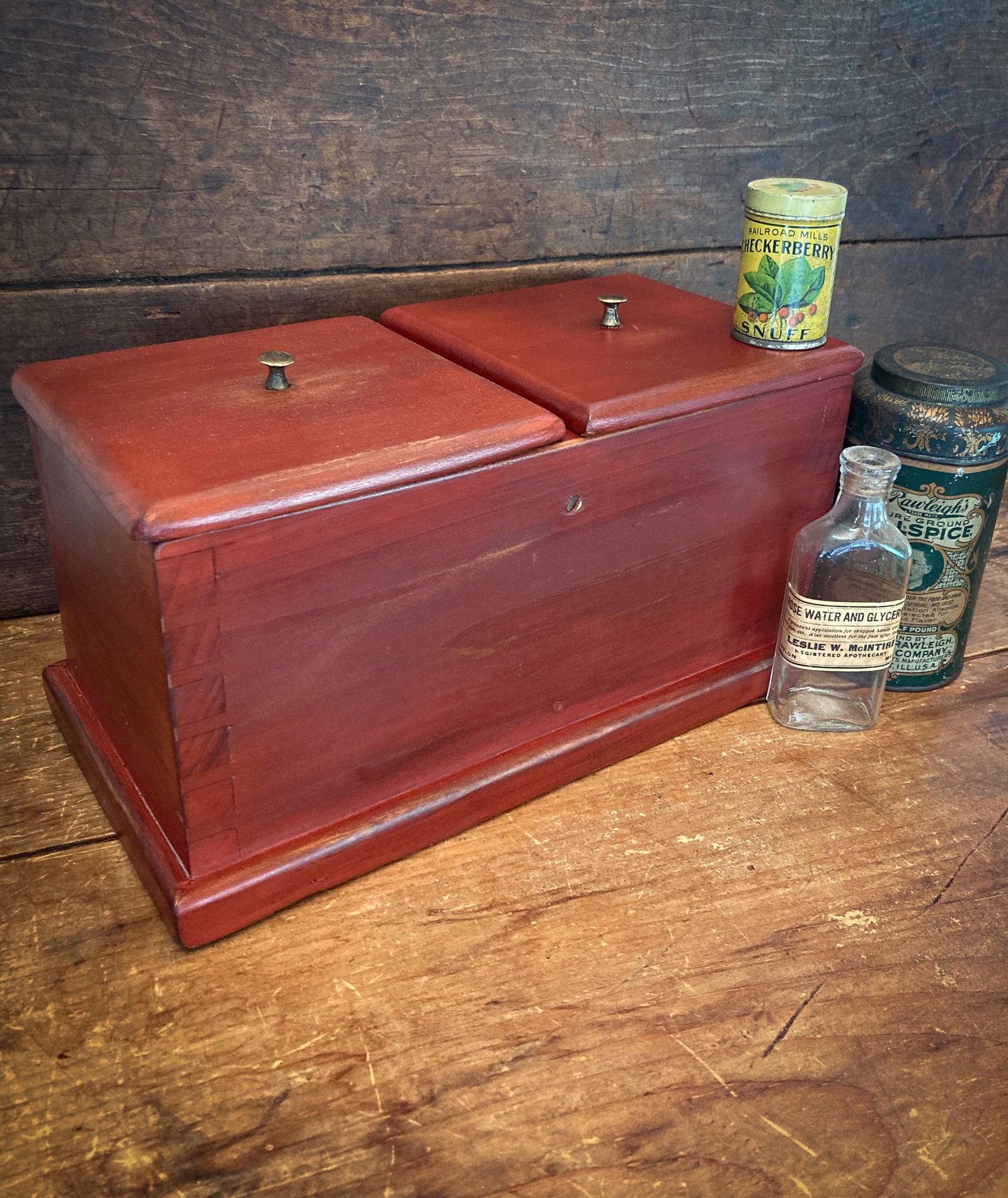 Early 1900’s Wooden Box with Brass Handles