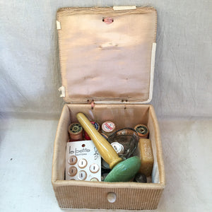 Pair of Sewing Boxes with Contents, Including Shell Sewing Clamp