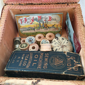 Vintage Sewing Basket with Contents