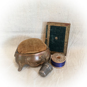 Antique Pin Cushion and Needle Book/Trinket Box