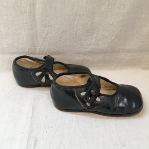 1910’s Fancy Patent Leather Baby Shoes with Straps and Buttons