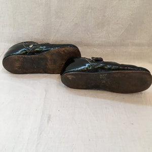 1910’s Fancy Patent Leather Baby Shoes with Straps and Buttons