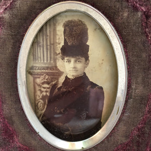 1880-1900 Victorian Era Photo in Velvet Frame