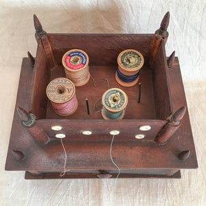 Victorian Era 2 Tier Sewing Box with Original Pin Cushion