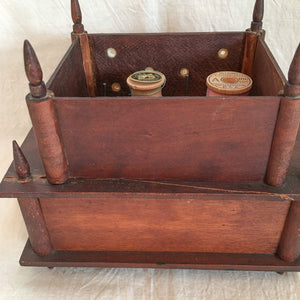 Victorian Era 2 Tier Sewing Box with Original Pin Cushion