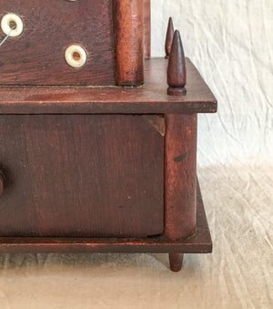 Victorian Era 2 Tier Sewing Box with Original Pin Cushion