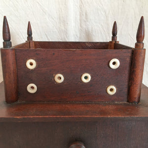 Victorian Era 2 Tier Sewing Box with Original Pin Cushion