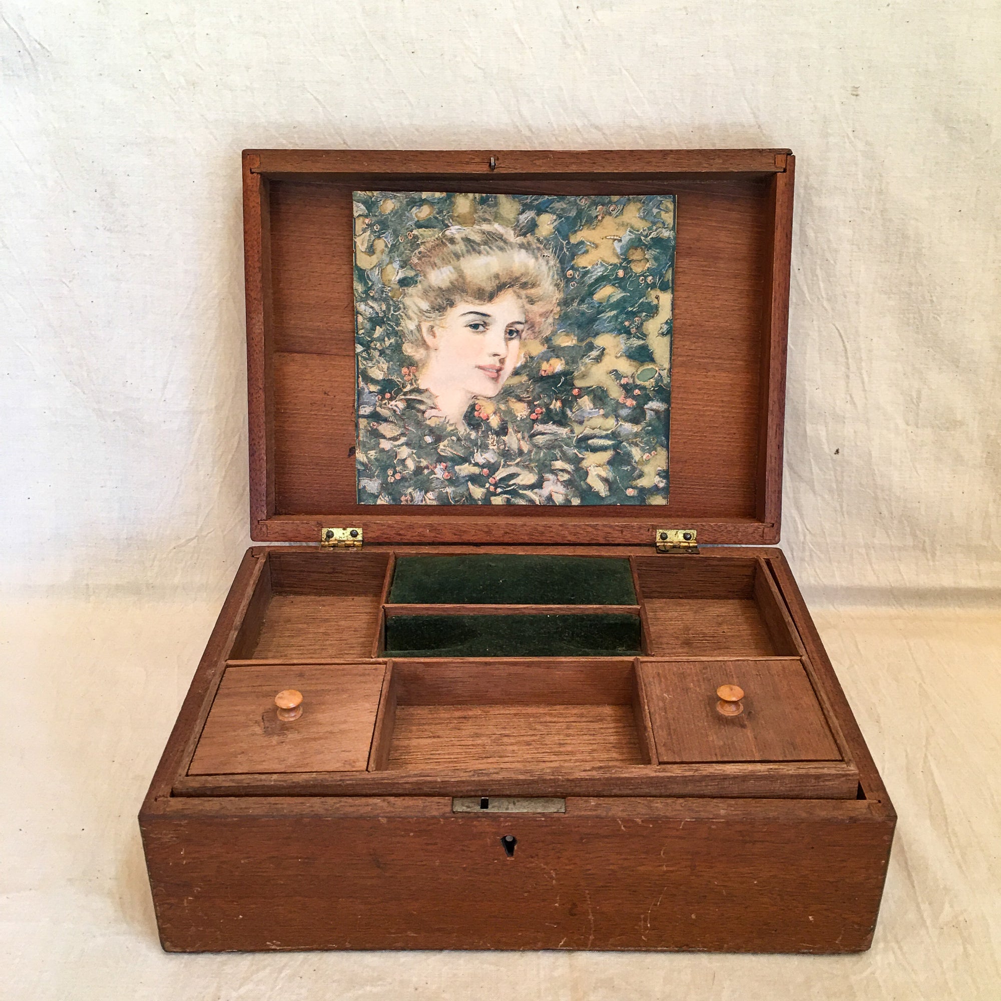 Mid Century Sewing Box, Repaired Top Tray?