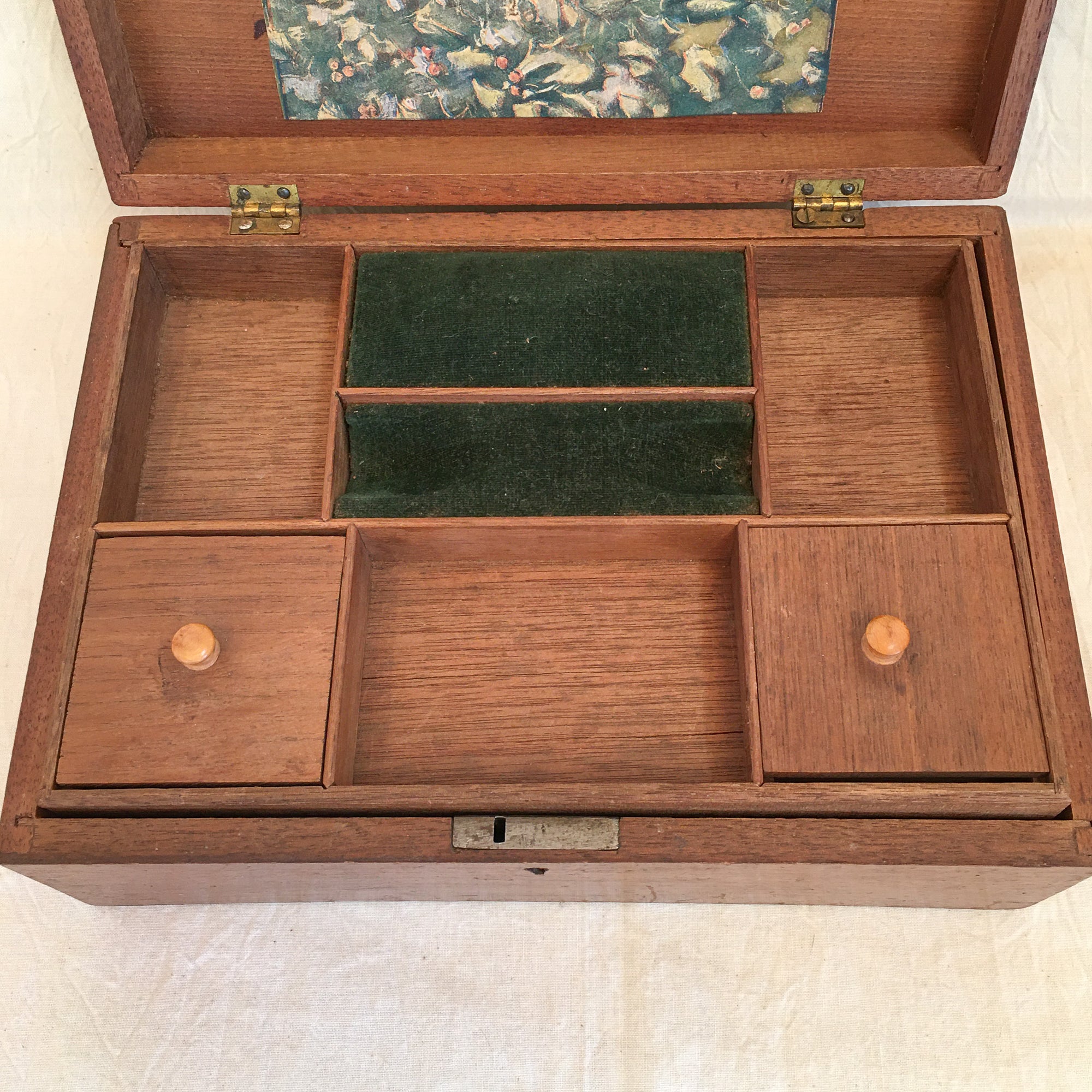 Mid Century Sewing Box, Repaired Top Tray?