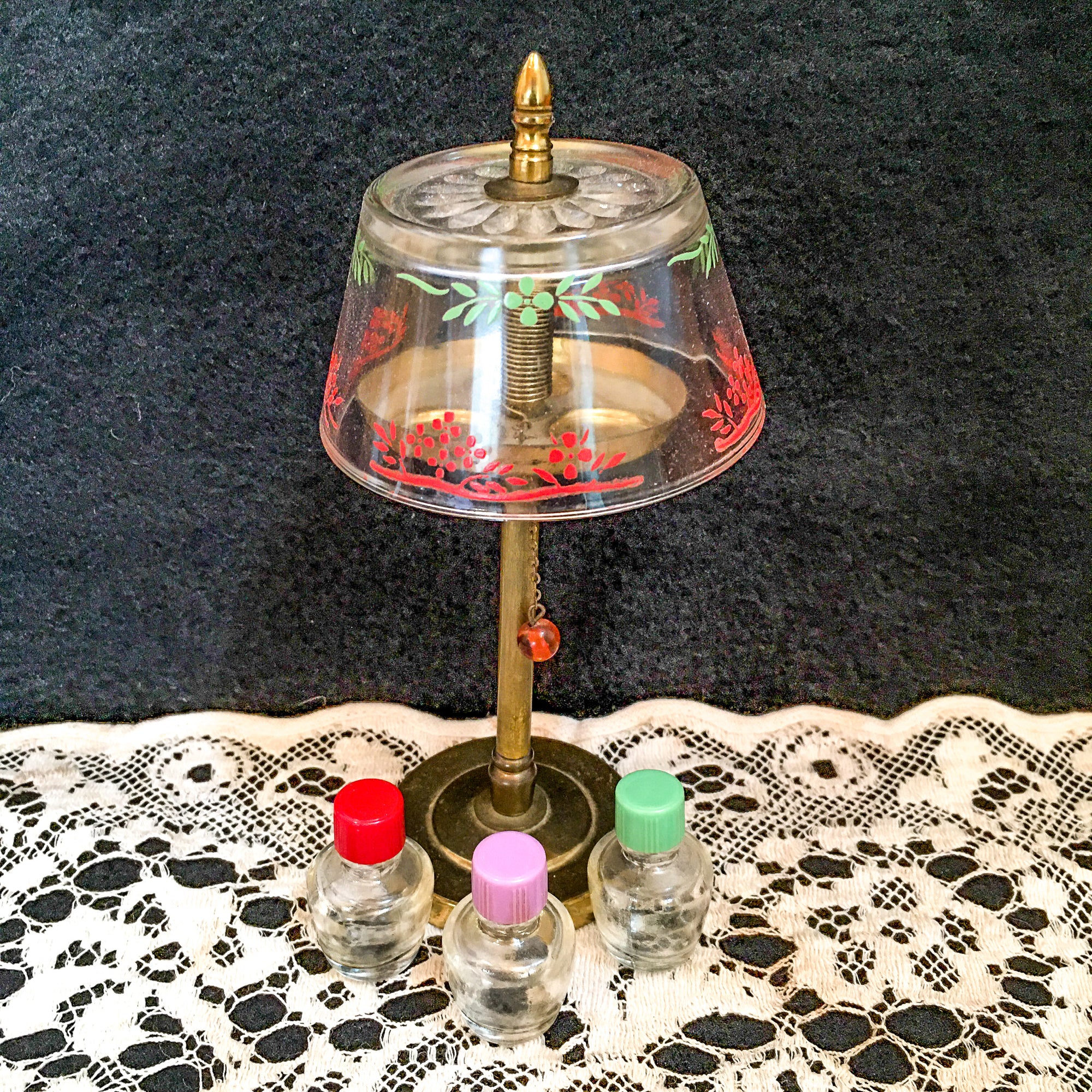 1938-1939 Floor Lamp-Shaped Perfume Holder with Glass Shade, Hi-Lights Perfumes by Stuart