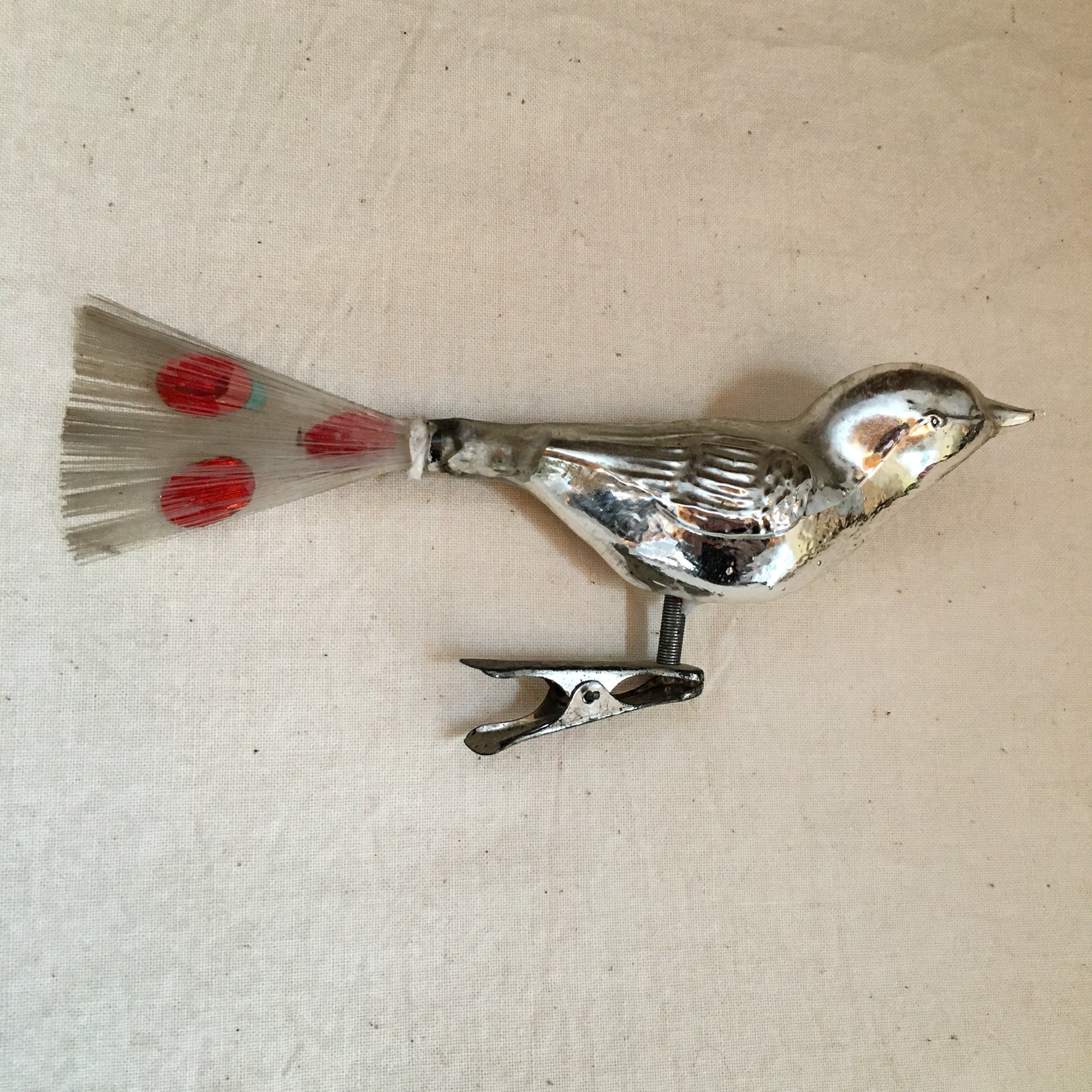 Vintage Mercury Glass Bird Christmas Ornament