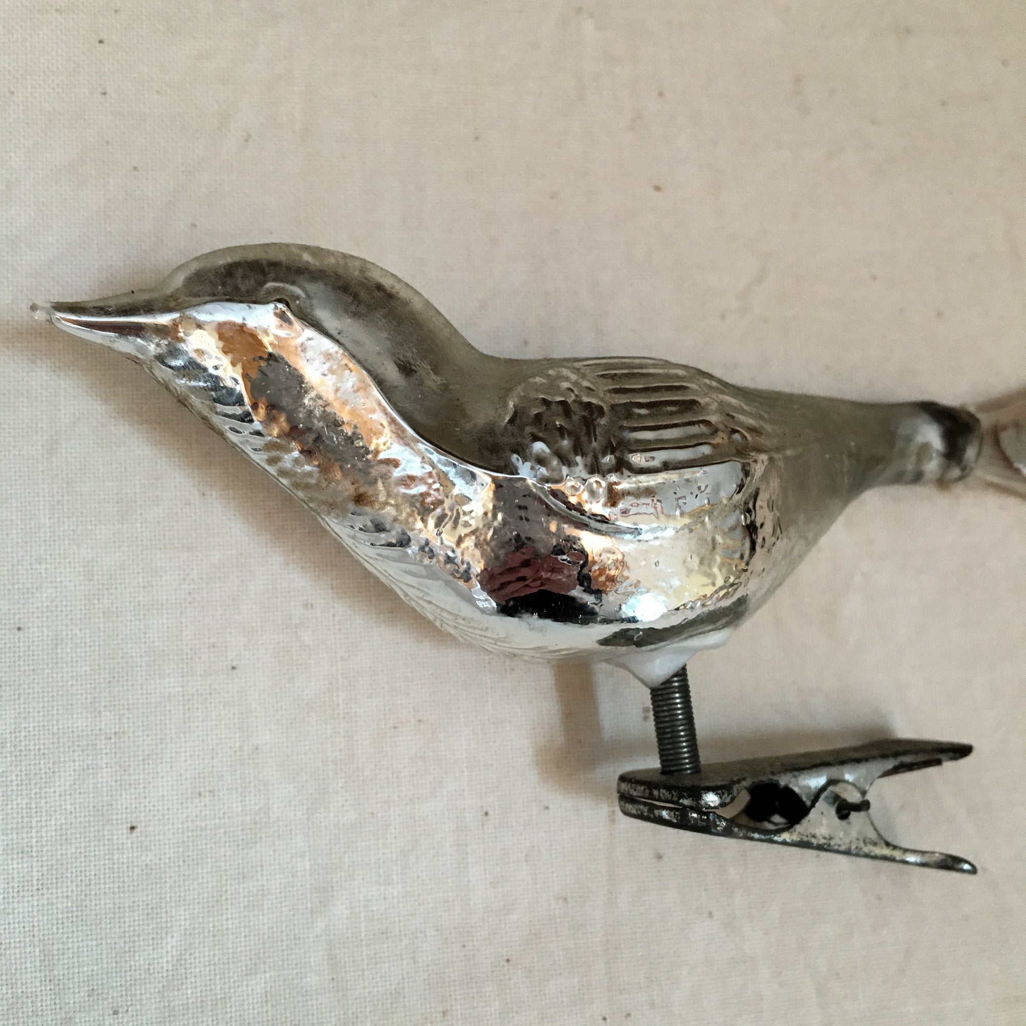 Vintage Mercury Glass Bird Christmas Ornament