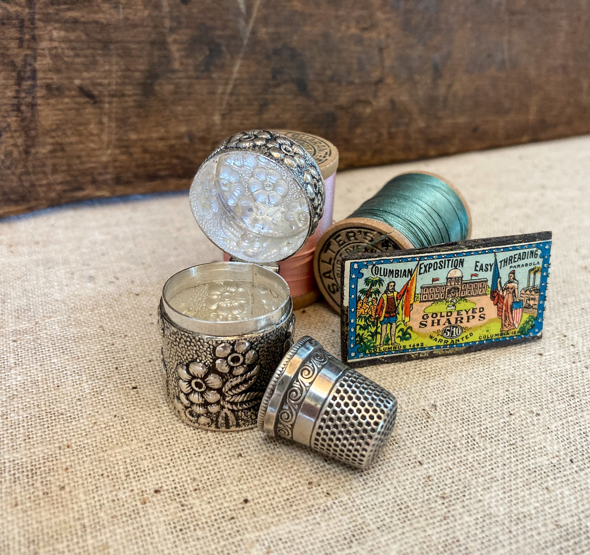 Sterling Silver Thimble Case with Sterling Silver Ketchum & MacDougall Thimble