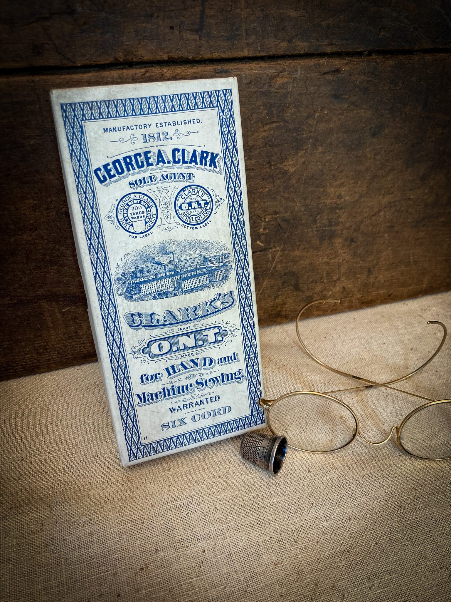 Clark’s O.N.T. Six Cord Fast Black, New Old Thread in Original Box