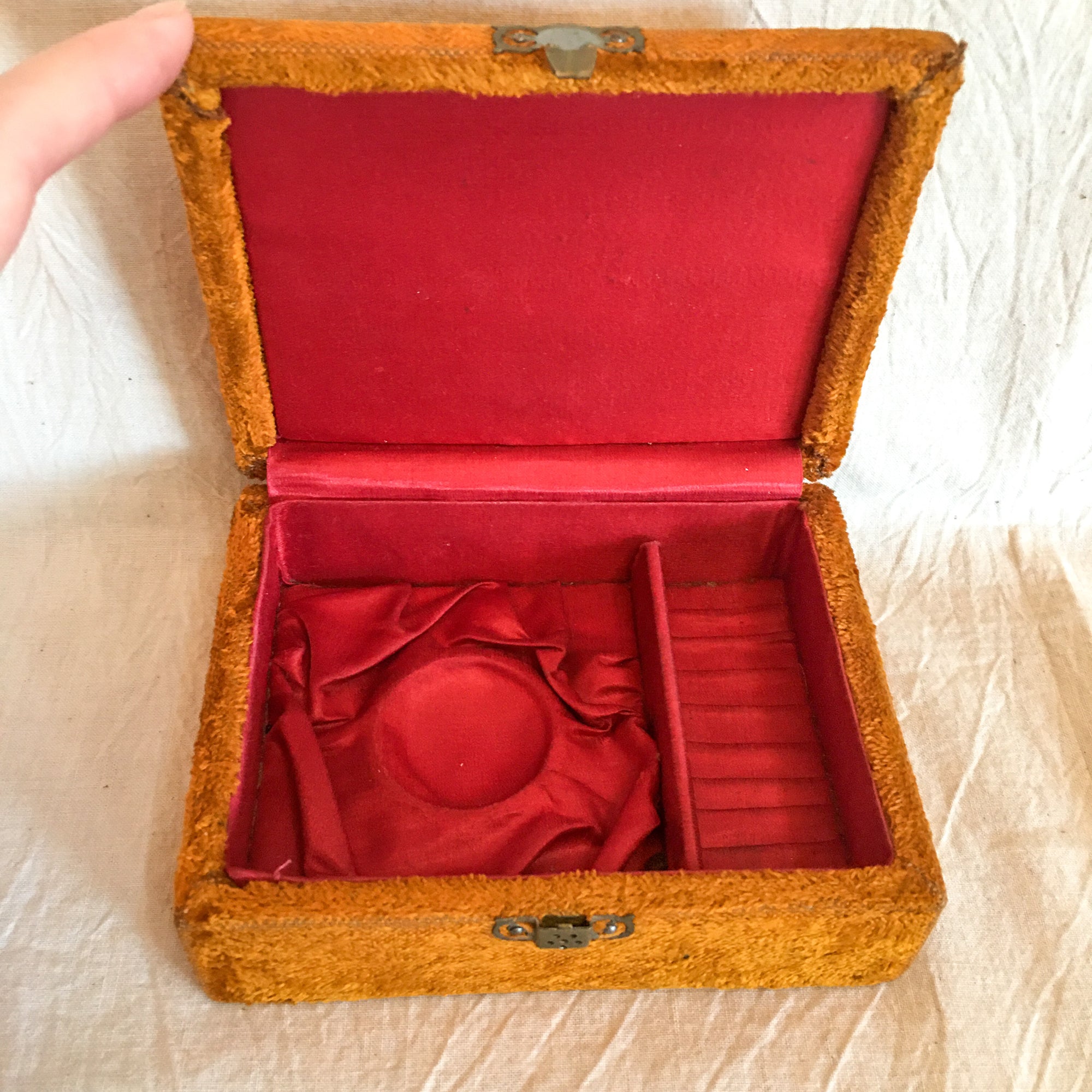 Victorian Era Velvet Jewelry/Presentation Box with Satin Lining