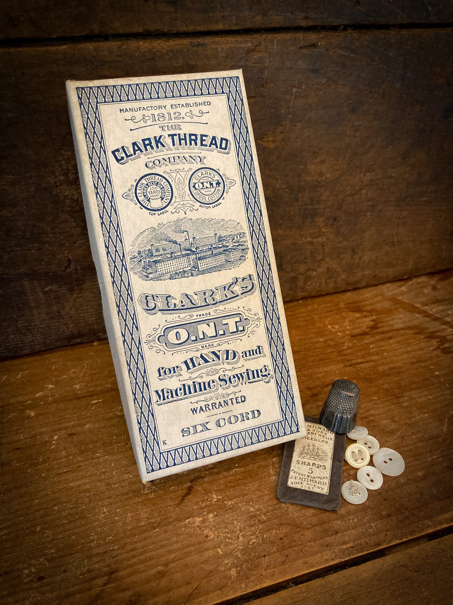 Clark’s O.N.T. Six Cord Fast Black, New Old Thread in Original Box