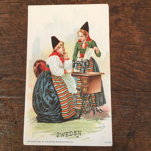 Set of 5 Singer Sewing Machine Lithograph Trade Cards