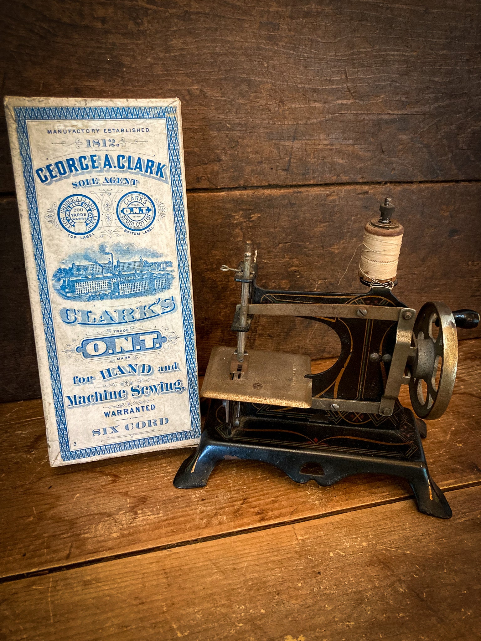 Clark’s O.N.T. White Thread, New Old Stock in Original Box – Large Spools, Large Box!