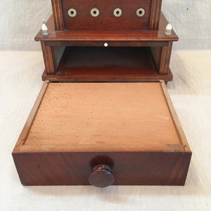 Antique 2 Tier Sewing Box with Slide-Out Tilting Mirror